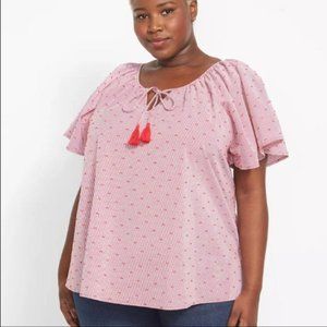 Lane Bryant Classic Split-Neck Peasant Top Stripe 18/20